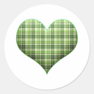 Adesivo Coração puff retro xadrez verde St Patrick