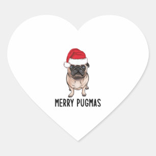 Adesivo Coração Pug Feliz Natal Pug Feliz Pugmas
