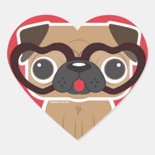 Adesivo Coração Pug Heart Sticker