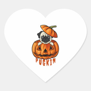 Adesivo Coração Pug Pumpkin Halloween Pugkin Costume Para Cachorro