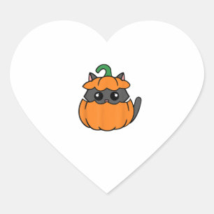 Adesivo Coração Pumpkin Laranja De Gato Gato-Gato - Gatinho Outubr