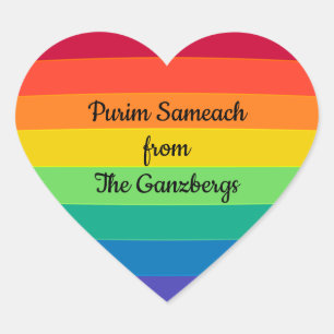 Adesivo Coração Purim Mishloach Manos Shalach Manot Heart Sticker