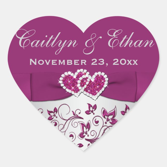 Adesivo Coração Púrpura, Cinza De Prata Vestido Vestido Vestido (Frente)