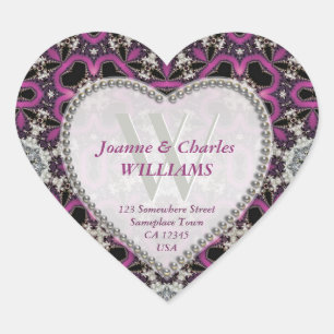 Adesivo Coração Púrpura Rosa Quente +Autocolantes com rendas Pret