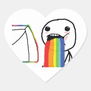 Adesivo Coração Puxando arco-íris