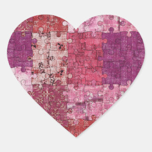 Adesivo Coração Quebra-cabeça de textura de cores