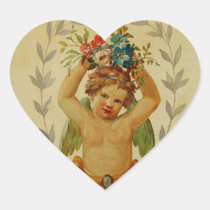 Adesivo Coração Querubim com Posies