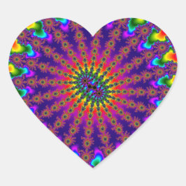 Adesivo Coração Rainbow Fractal Burst