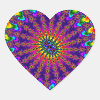 Adesivo Coração Rainbow Fractal Burst