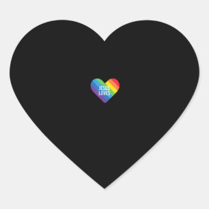 Adesivo Coração Rainbow Gay Christian LGBTQ+ Jesus ama T-S