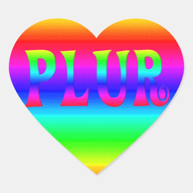 Adesivo Coração Rainbow PLUR (Frente)