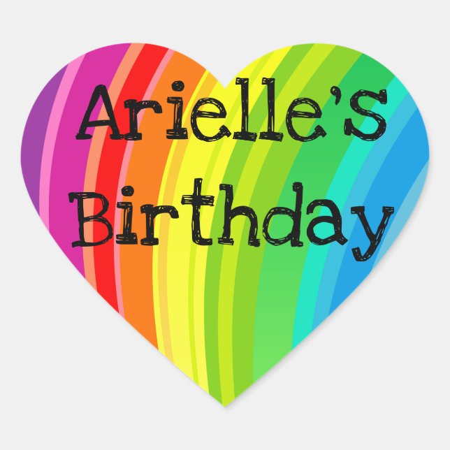 Adesivo Coração Rainbow Unicorn Festa de aniversário Heart Sticker (Frente)