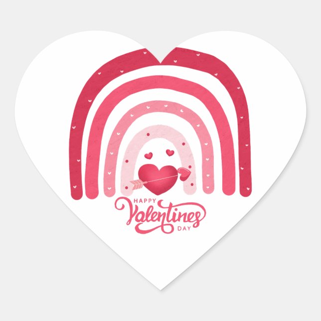Adesivo Coração Rainbow Valentine Day (Frente)