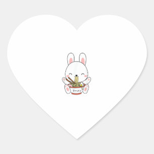 Adesivo Coração Ramen Bunny Bowl para Kawaii Ramen Noodle Soup Lov