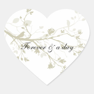 Adesivo Coração Ramos de Pássaros