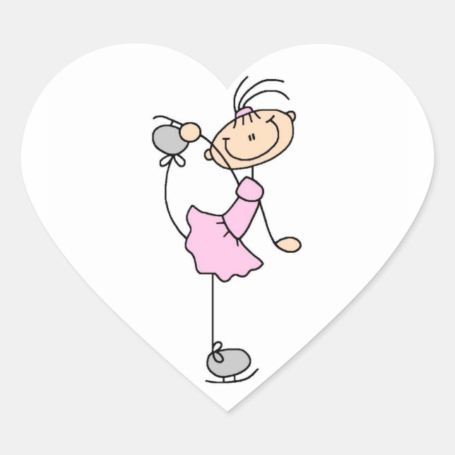 Adesivo Coração Rapariga Rosa Pintada Figura Patinador De Gelo (Frente)