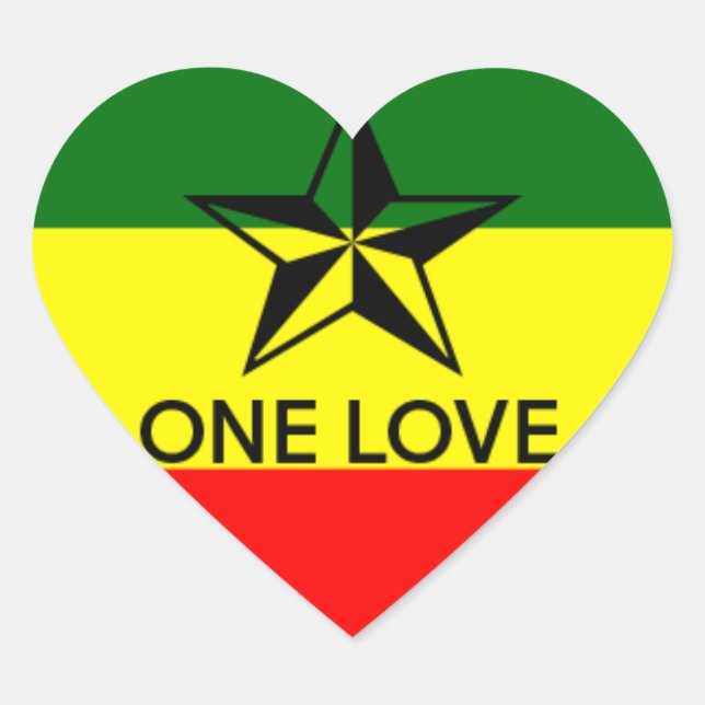 Adesivo Coração Rasta One Love Heart Shapker (Frente)