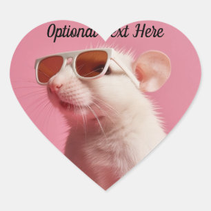Adesivo Coração Rato de Animais de Companhia Personalizado a Rosa