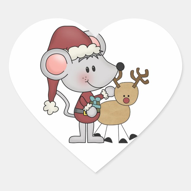 Adesivo Coração Rato de Natal e (Frente)