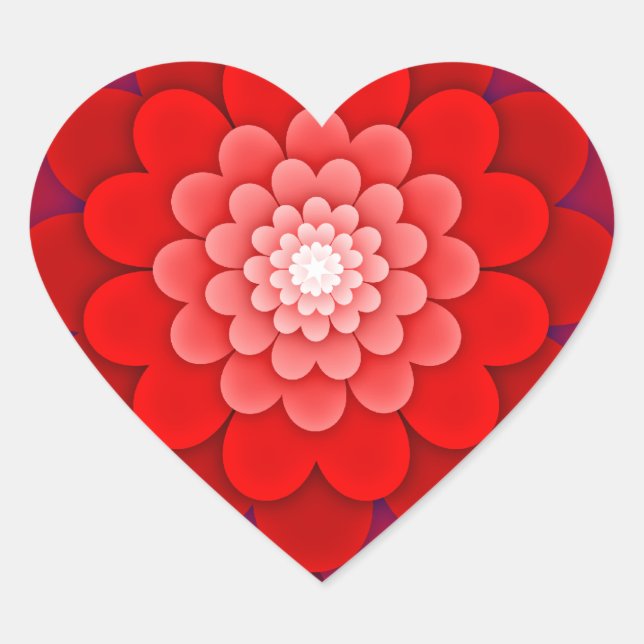 Adesivo Coração Red Floral Mandala-58566 (Frente)