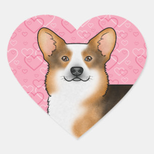 Adesivo Coração Red Header Tri Pembroke Welsh Corgi Amor Rosa