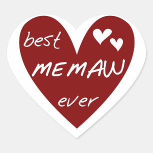 Adesivo Coração Red Heart Best Memaw Ever Camisetas e presentes
