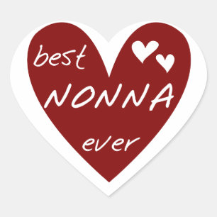 Adesivo Coração Red Heart Best Nonna Ever T-shirts presentes
