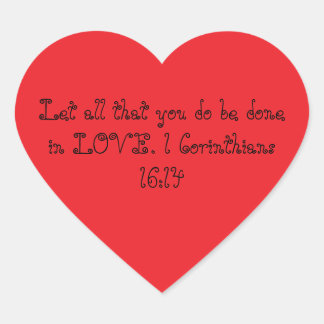 Adesivo Coração red heart stickers 1 corinthians 16:14