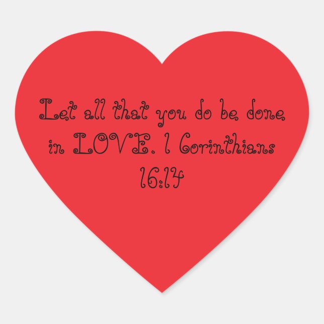 Adesivo Coração red heart stickers 1 corinthians 16:14 (Frente)