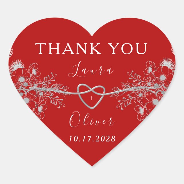 Adesivo Coração Red Heart Wedding (Frente)