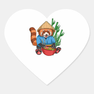 Adesivo Coração Red Panda Ramen Cook Men Mulheres Crianças Ramen