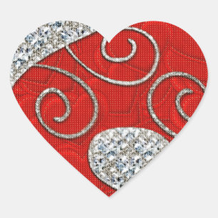 Adesivo Coração Red Silver Deco 1 Heart Sticker
