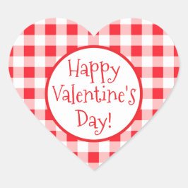 Adesivo Coração Red White Check Whimsical Valentines Day
