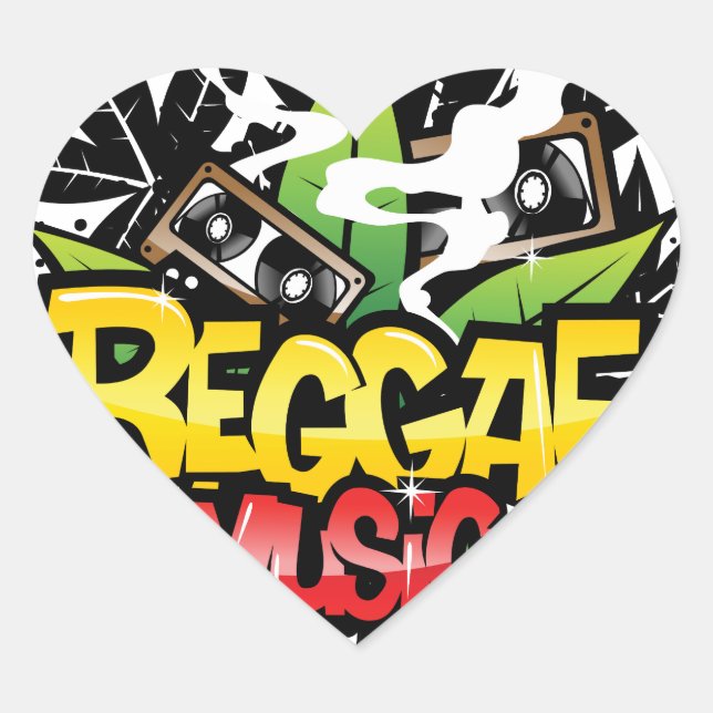 Adesivo Coração Reggae Music (Frente)