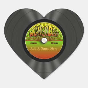 Adesivo Coração Registro de vinil personalizado da reggae do