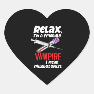 Adesivo Coração Relaxe, eu sou um vampiro amistoso, quero dizer fl