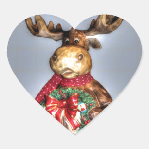 Adesivo Coração rena de madeira do Natal do Handcarved-efeito