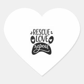 Adesivo Coração Rescue Love Repeat Dog Paw Tee