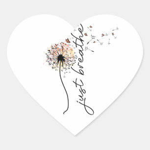 Adesivo Coração Respira a borboleta Dandelion Inspiração Yoga