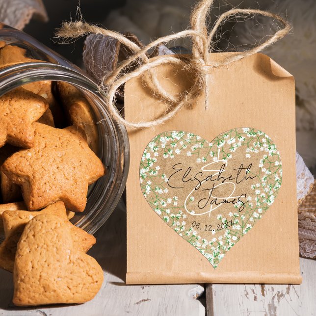 Adesivo Coração Respiração do bebê Flores de Aquarela Rustic Boho  (Criador carregado)