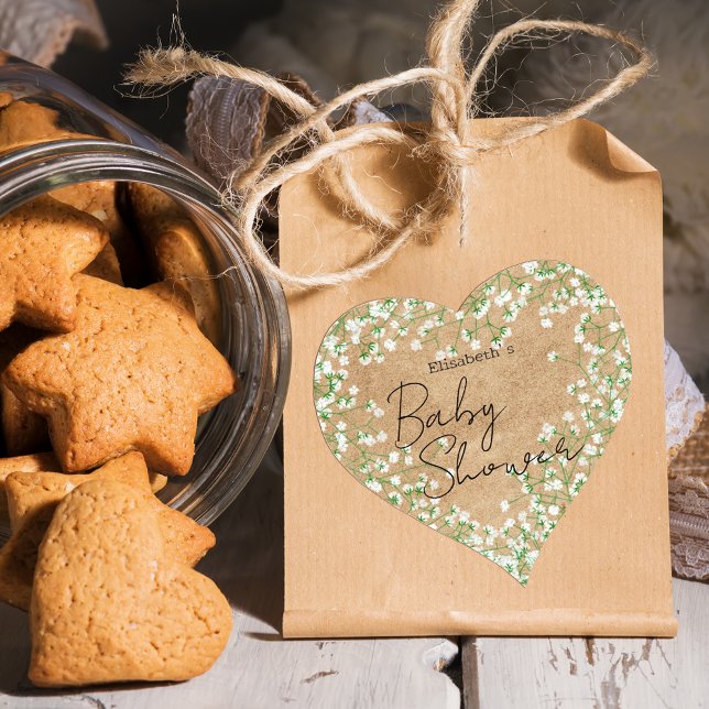 Adesivo Coração Respiração do bebê Flores de Aquarela Rustic Boho  (Criador carregado)