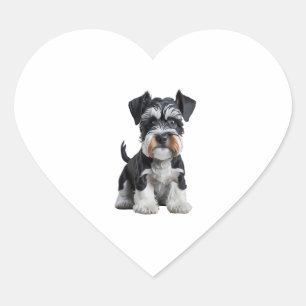 Adesivo Coração Retrato de Puppy Schnauzer Miniatura HD Adorável -
