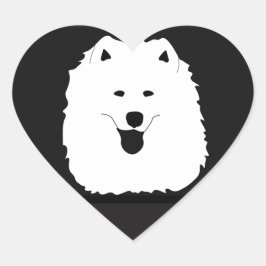 Adesivo Coração Retrato Samoyed, Folha de 20 Stickers Glossy!