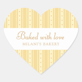 Adesivo Coração Retro Yellow And Orange Heart Stripes Bakery