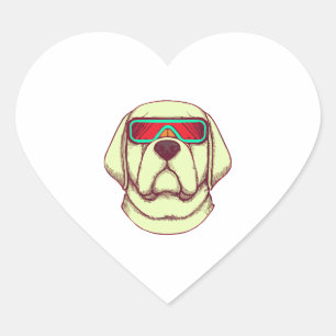 Adesivo Coração Retrofuturismo Labrador Cão Varejista