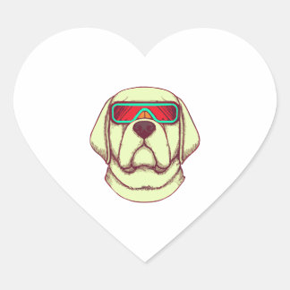 Adesivo Coração Retrofuturismo Labrador Cão Varejista