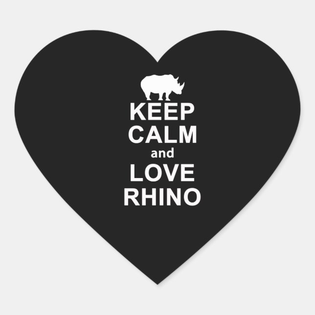 Adesivo Coração Rhino Lover Gift|Mantenha Calma E Amor Rhino (Frente)