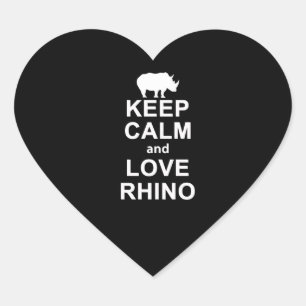 Adesivo Coração Rhino Lover Gift Mantenha Calma E Amor Rhino