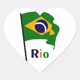 Adesivo Coração Rio, texto multicolorido
