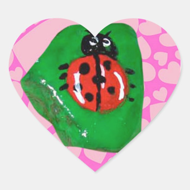Adesivo Coração Rock Art, Ladybug (Frente)
